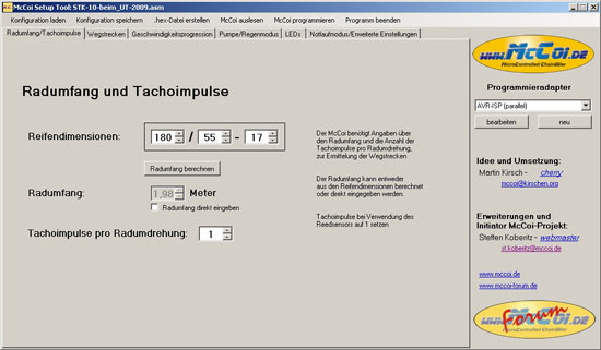 Startseite vom McCoi-Konfig-Tool