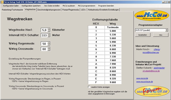 Wegstrecken konfigurieren