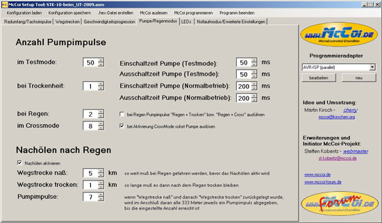 Pumpen-Parameter und Regendynamik